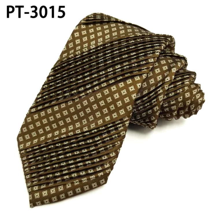 3D-Draped-Ties-Geometry-Italian-Crinkle-Ties-Professional-Custom-Print-Pleated-Mens-Polyester-Brown-Navy-Tie