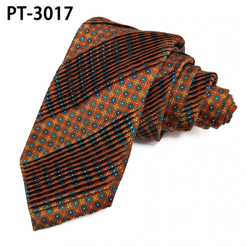 3D-Geometry-Ties-Custom-Designs-Gravata-Drapeada-Printed-Polyester-Pleated-Ties-Brown-Blue-Neckties-Draped-Necktie