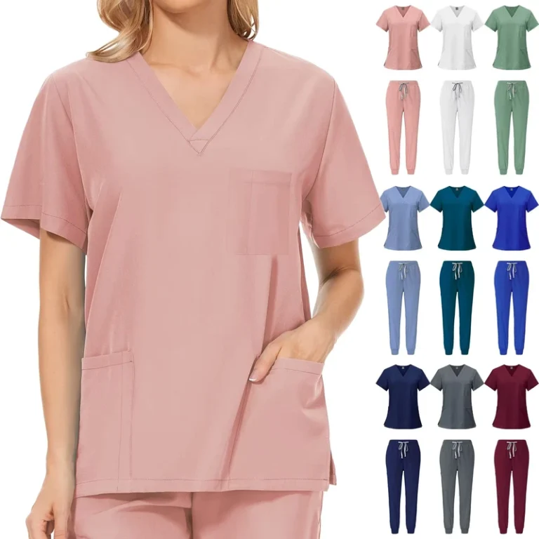42109-Quick-Delivery-Pink-9-Colors-Jogger-Pants-V-Neckline-Scrub-Nurse-Sweatshirt-Nursing-School-Supplies-Watch-for-Nurse