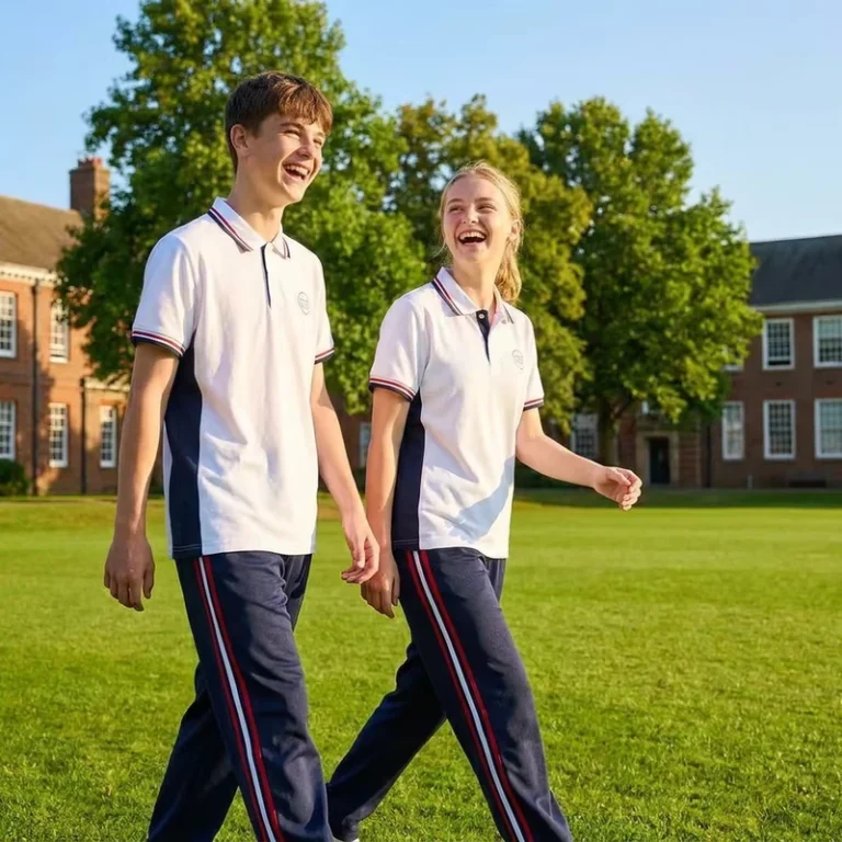 521003M-Secondary-School-Uniforms-for-Kids-and-Teenagers-Custom-Logo-Sports-Wear-White-Polo-with-Red-Navy-Side-Panels