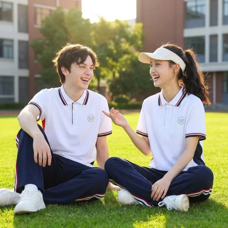 521003M-White-Middle-School-Children-Unisex-Sports-Style-School-Uniform-T-shirt-with-Customizable-Logo-Available