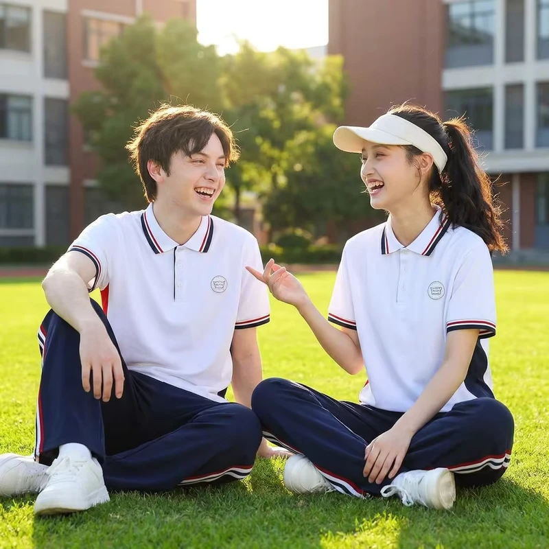 521003M-White-Middle-School-Children-Unisex-Sports-Style-School-Uniform-T-shirt-with-Customizable-Logo-Available