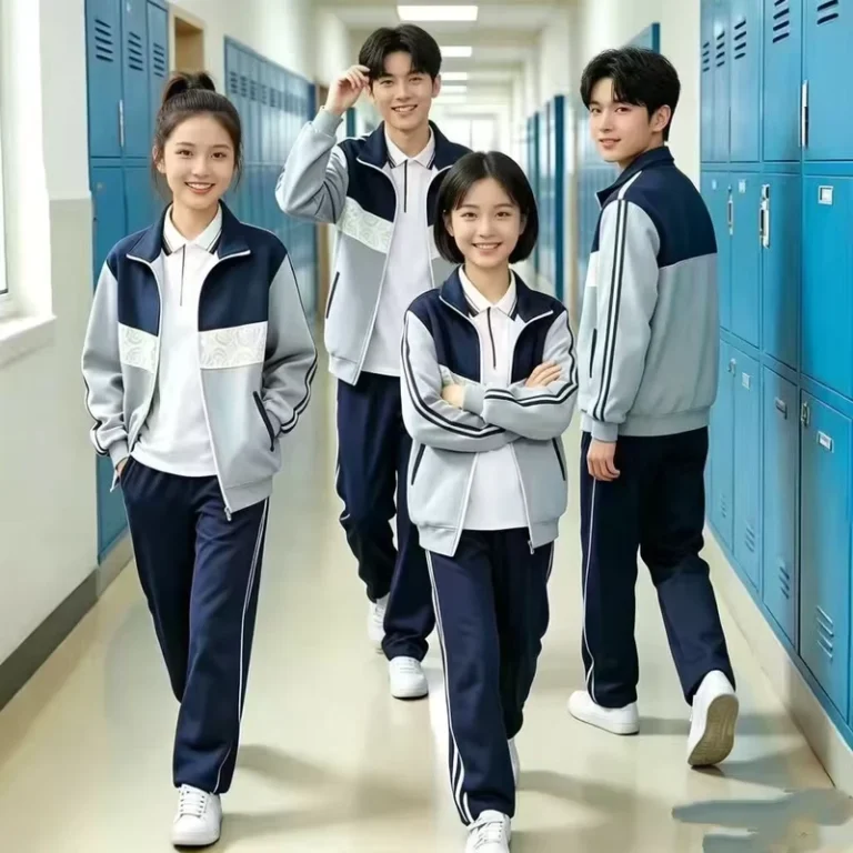 521004M-Custom-Design-School-Uniforms-Sporty-Style-Zipper-Top-and-Side-Stripe-Pants-for-Primary-School