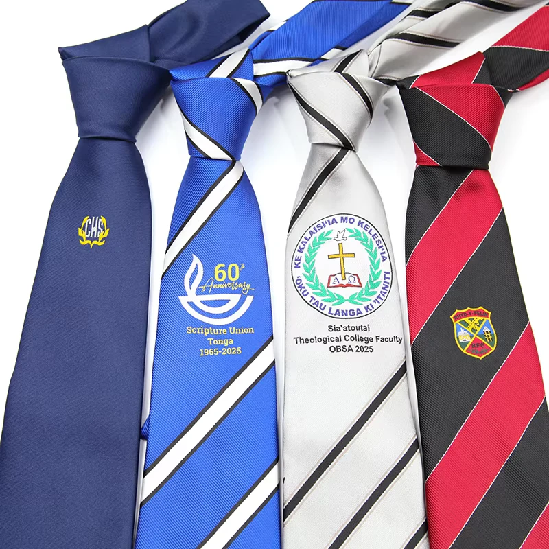 9cm-Custom-Made-Formal-Striped-Polyester-Mens-School-Uniform-Neckties-Black-Red-Durable-Breathable