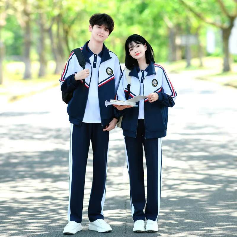 A-65-New-Autumn-Unisex-Childrens-Three-Piece-Polyester-School-Uniform-Set-Middle-School-Students-Needle-Detection