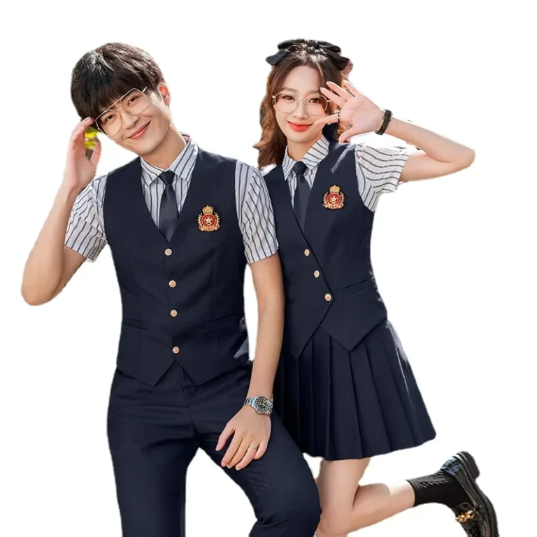 AI-MICH-Preppy-Style-School-Uniforms-Summertime-Vest-Set-for-Middle-School-Students-Including-Blazer-Shirt-Kindergarten