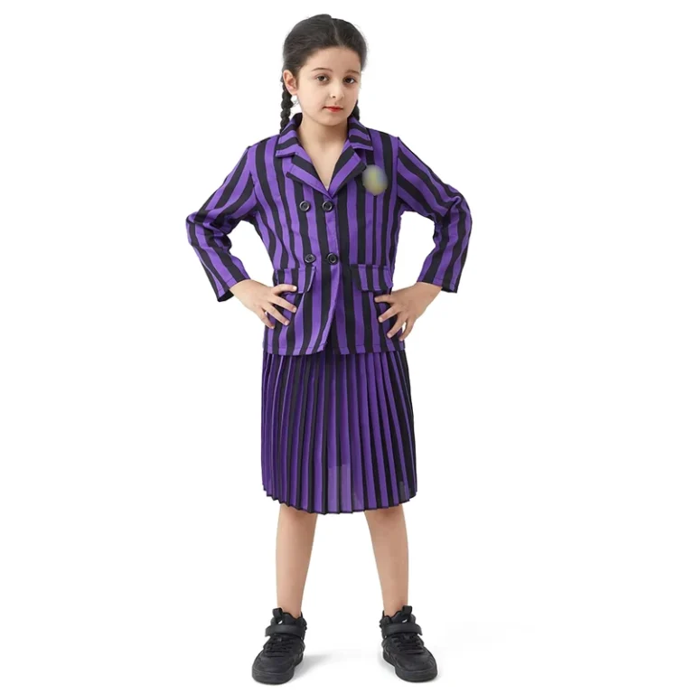 Adams-Family-Wednesday-Adams-Childrens-Stage-Performance-School-Uniform-Skirt-100-Polyester
