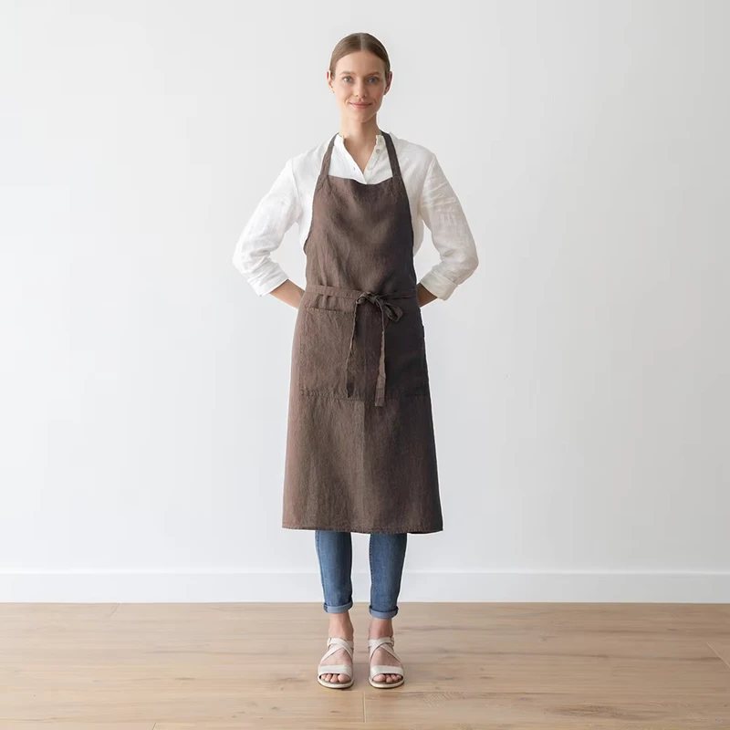 Adjustable-Half-Waist-Linen-Apron-100-Pure-Flax-Custom-Logo-Embroidered-Kitchen-Cooking-Bib-Kids-Model-Food