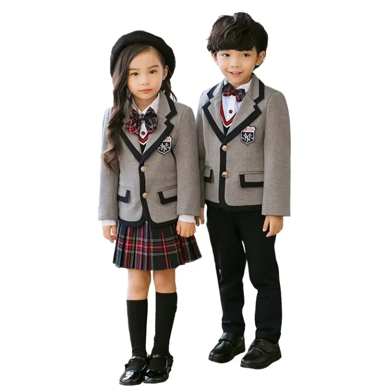 American-High-School-Jackets-Gray-School-Blazer-Uniform-Set-Children-Jacket-Custom-School-Suit-Uniform