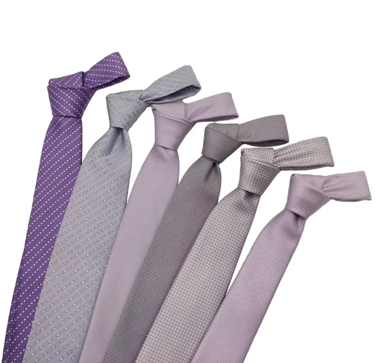 Anti-pilling-Purple-Gray-Solid-Color-Polka-Dot-Series-Mens-Polyester-Classic-Necktie-Custom-Woven-Skinny-Business-Tie