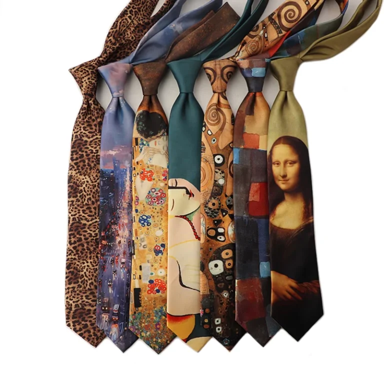 Artificial-Silk-Print-Geometric-Starry-Sky-Famous-Painting-Mona-Lisa-8CM-Casual-Tie