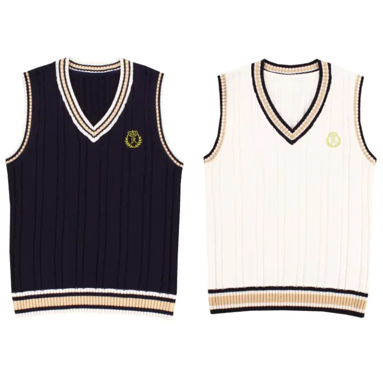 Autumn-Cotton-V-neck-Girl-Boy-Student-School-Uniform-Sweater-Knitted-Vest-Eco-Friendly-Breathable-Sleeveless