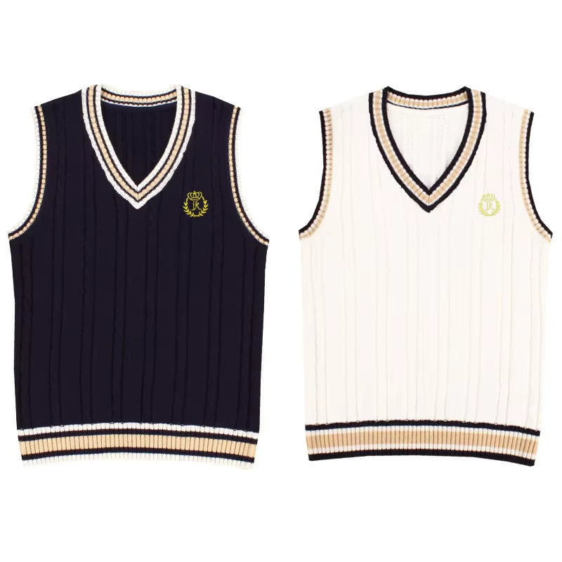 Autumn-Cotton-V-neck-Girl-Boy-Student-School-Uniform-Sweater-Knitted-Vest-Eco-Friendly-Breathable-Sleeveless