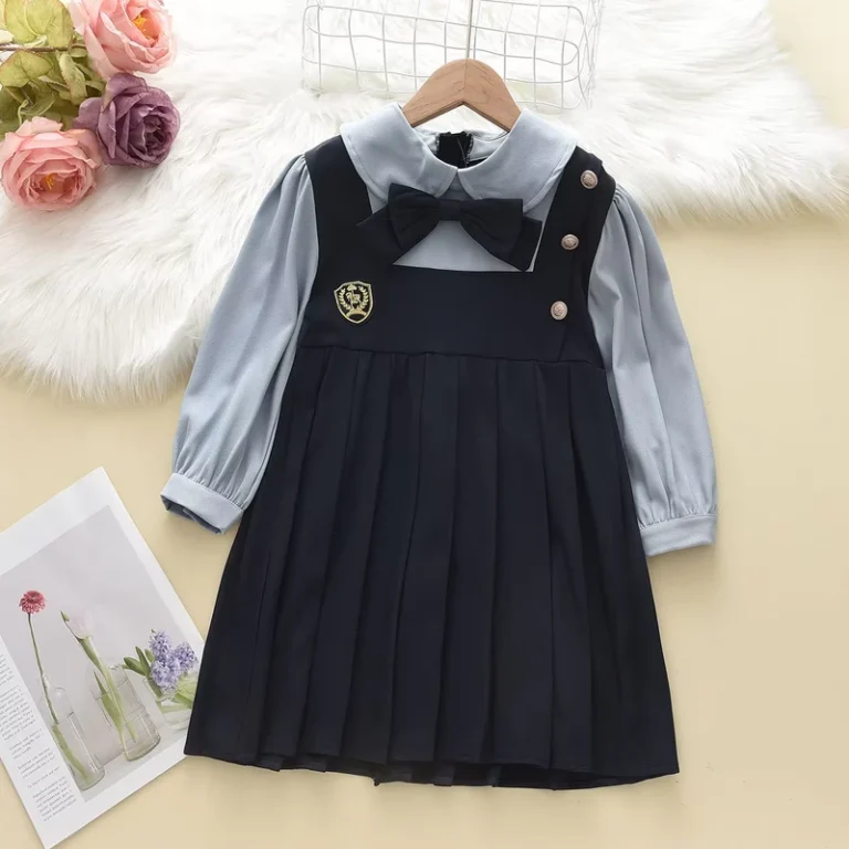 Autumn-Girls-JK-Dress-College-Style-Knee-Length-School-Uniform-with-Ruffles-and-Lace-Decoration-Plain-Dyed-for-Pupils