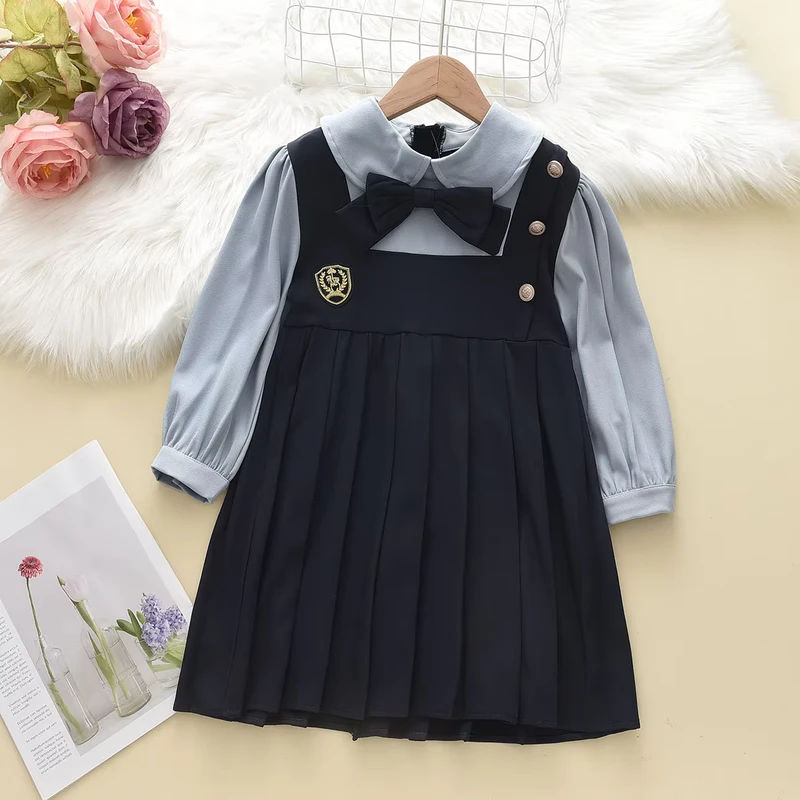 Autumn-Girls-JK-Dress-College-Style-Knee-Length-School-Uniform-with-Ruffles-and-Lace-Decoration-Plain-Dyed-for-Pupils