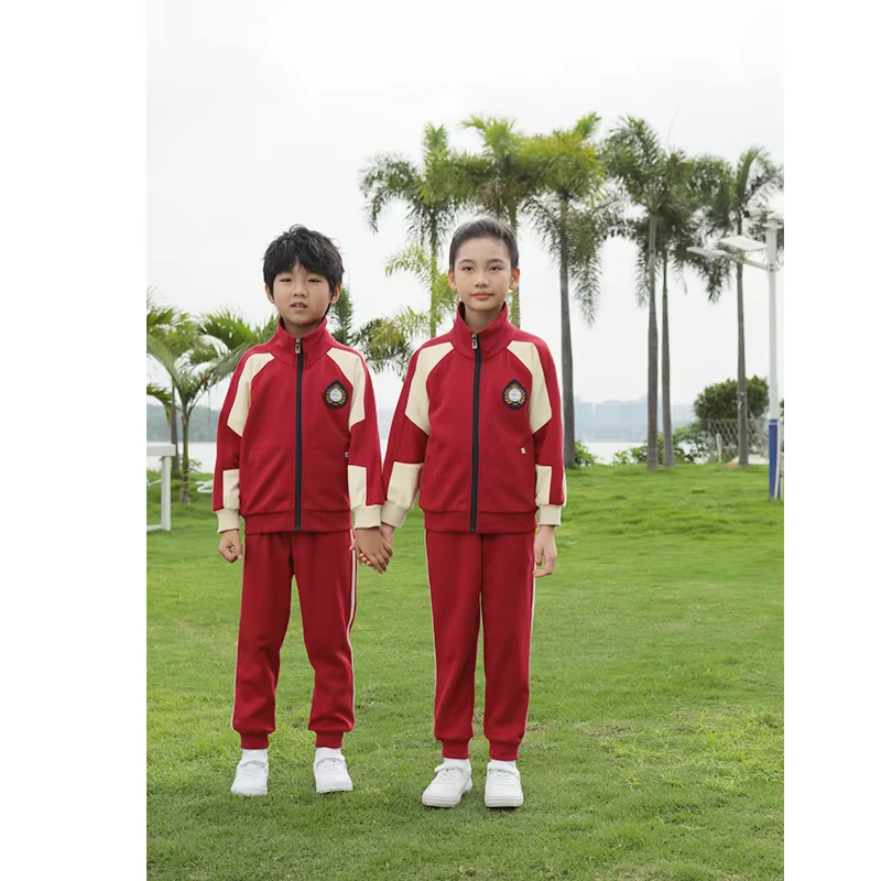 Autumn-School-Uniform-Red-Coat-Trousers-2-Sets-of-Sports-Clothes-Baseball-Clothes-Can-Be-Customized