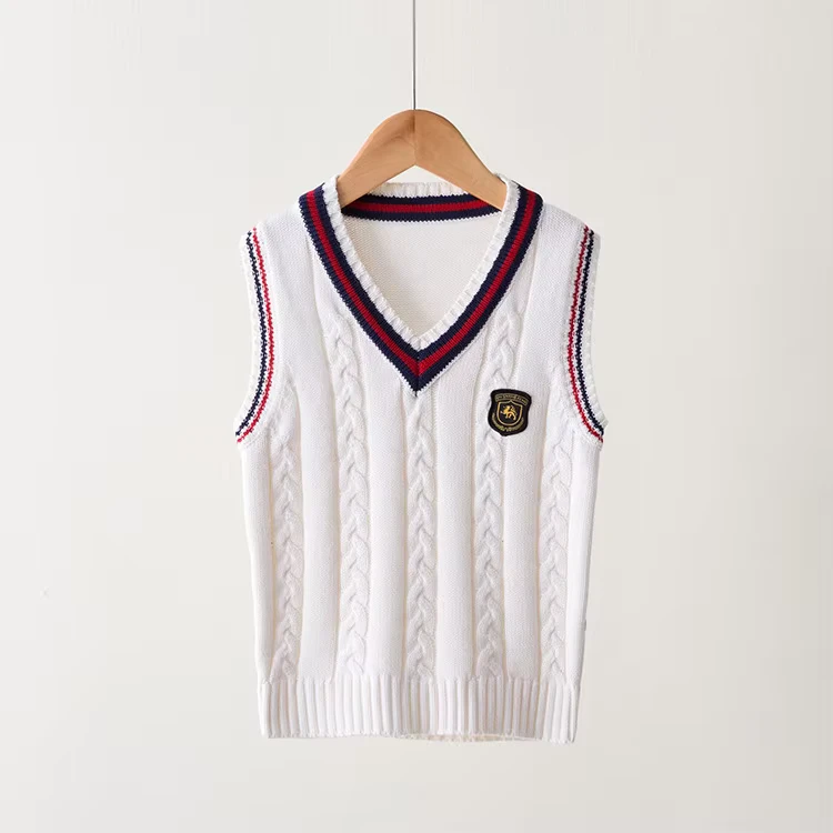 Autumn-Spring-School-Uniform-Top-for-Boys-Cotton-Sweater-Knitted-Vest-Jacket-with-Solid-Pattern-Design-College-Style