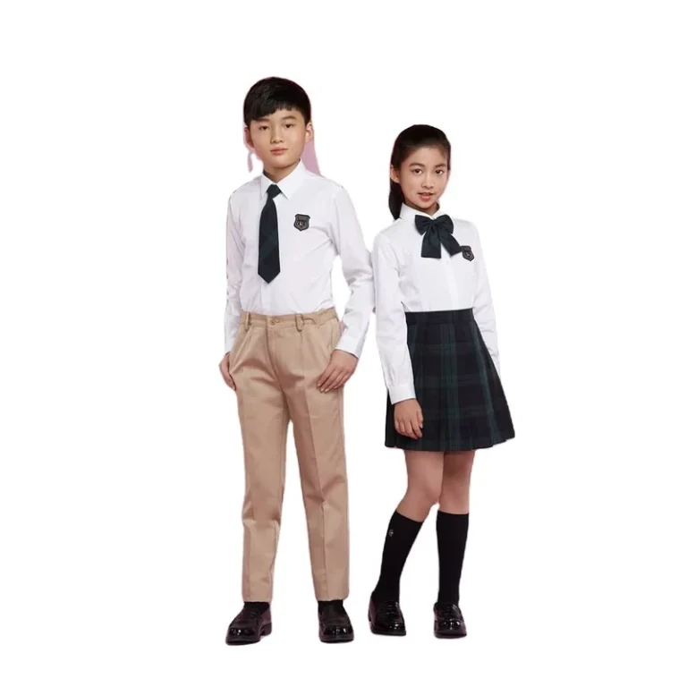 Autumn-Spring-Style-Student-Uniform-Shirt-for-Children-Custom-Logo-White-Gray-Long-Short-Sleeve-Made-of-Cotton-for-School-Use