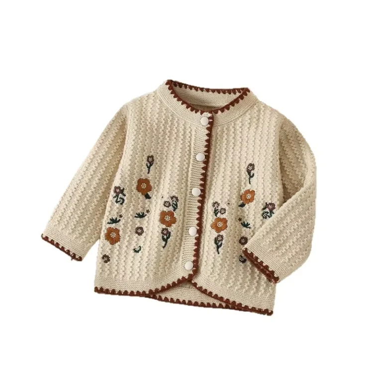 Autumn-Winter-Printed-Baby-Girls-Knitted-Cardigan-Belt-Closure-European-American-Style-Anti-Wrinkle-Worsted-Fabric