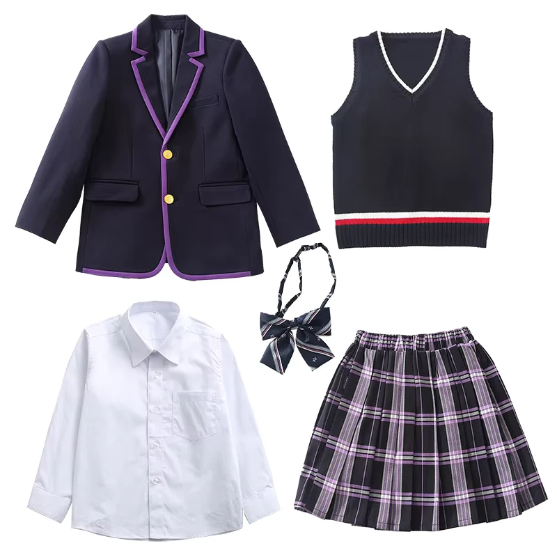 Autumn-and-Winter-Fashion-Childrens-Uniforms-Blazer-Vest-Tie-Shirt-Bottoms