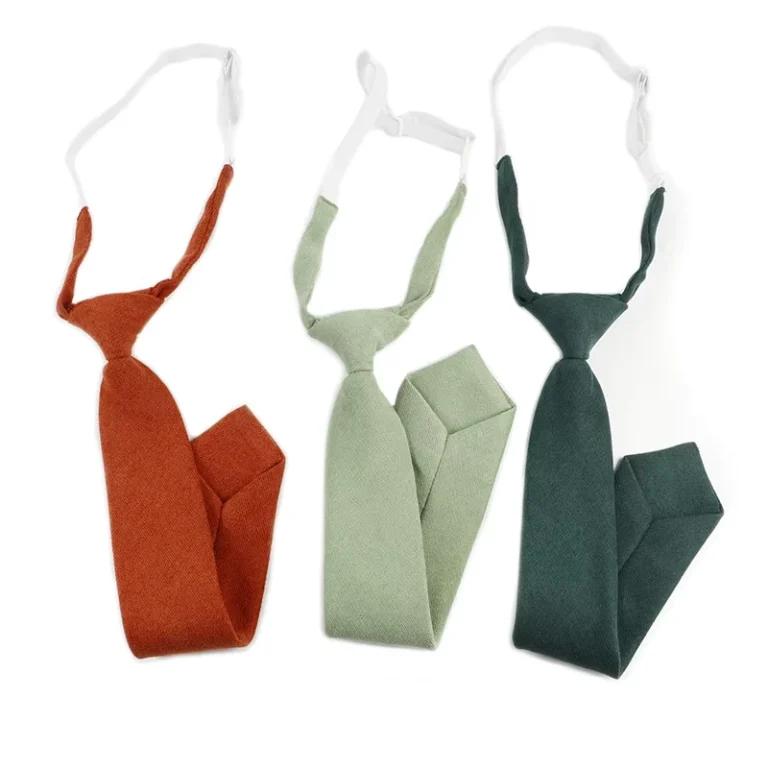 Autumn-and-Winter-Sage-Green-Suede-Buckle-Knotless-Tie-Children-Student-School-Uniform-Accessories