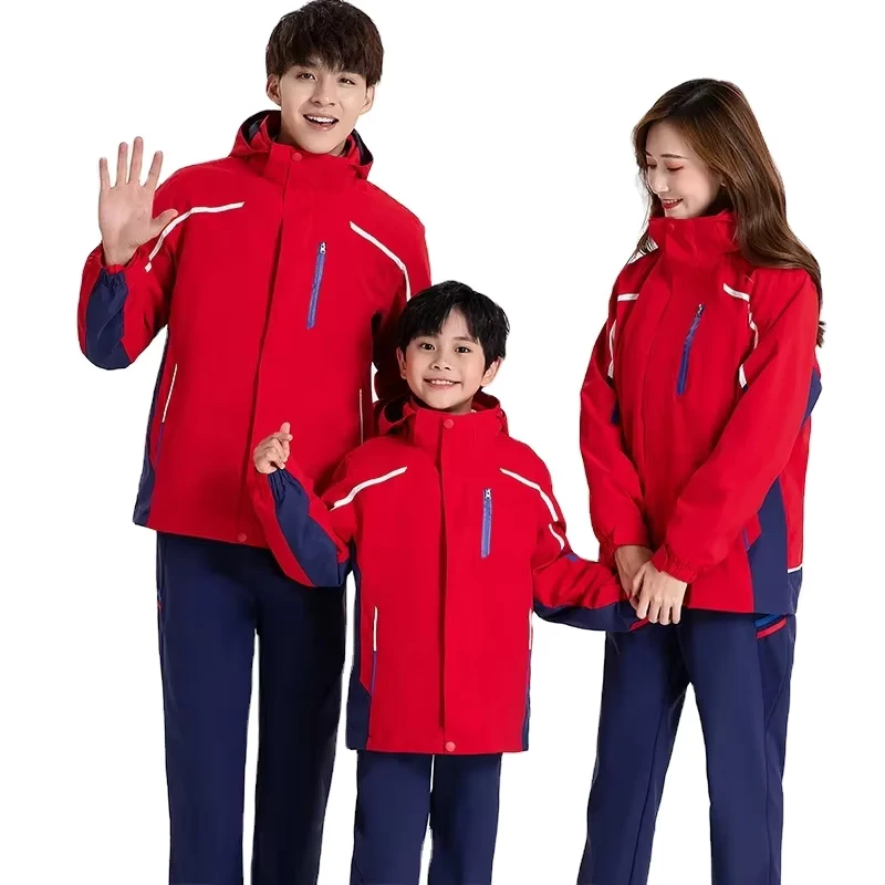 Autumn-and-Winter-Warm-Waterproof-Parent-Child-Outdoor-Charging-Suit-Jackets-Pant-Set-Student-Sport-Lounge-Wear-School-Uniforms