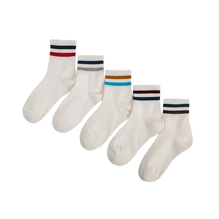 BX-F0141-Stripe-School-Boy-Socks-Athletic-Quarter-White-Custom-Socks