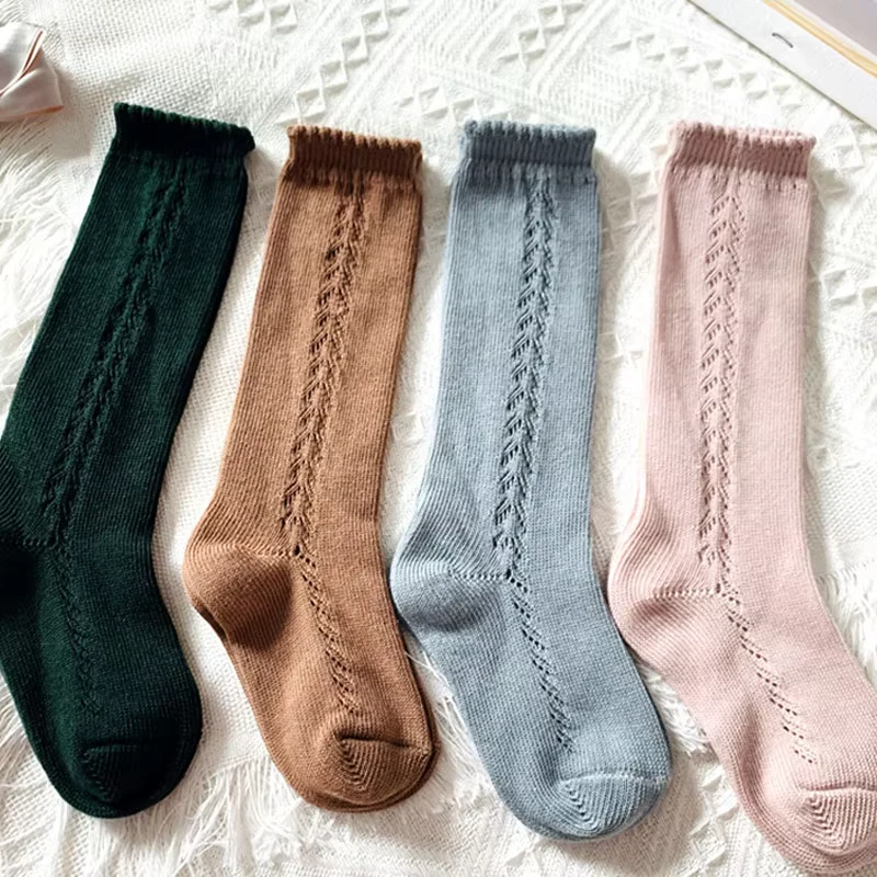 Baby-Kids-Spanish-Knitted-Hollow-Cotton-Warm-Long-Booties-Socks-School-Uniform-Leggings-Girls-Children-Knee-High-Socks
