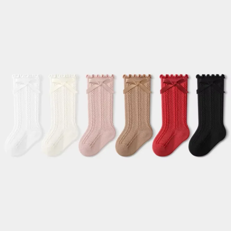 Baby-Socks-Mid-Calf-Socks-with-Bow-and-Lace-Edging-Non-irritating-to-Legs-School-Uniform-Look-Solid-Color-Sweet-Princess-Socks