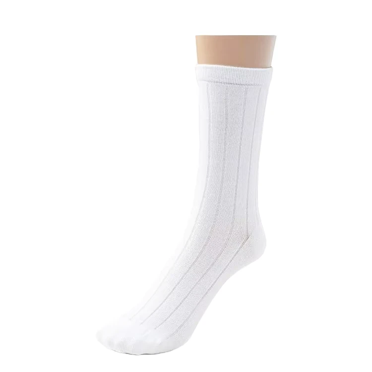Bamboo-Ribbed-White-Crew-Socks-for-Boys-and-Girls-Breathable-Summer-Basic-Uniform-Casual-School-Socks-Knitted-Technique