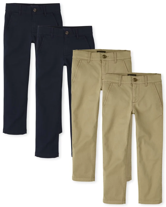 Bespoke-Custom-Design-Boys-Primary-School-Uniform-Pants-with-Embroidered-Logo-Khaki-Cotton-Polyester-Plus-Size