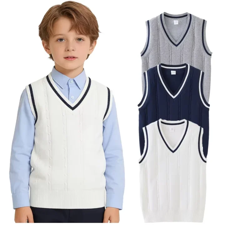 Best-Quality-Boy-Sweater-Vest-Kids-Knit-V-Neck-Sleeveless-Teens-Student-Soft-Wear