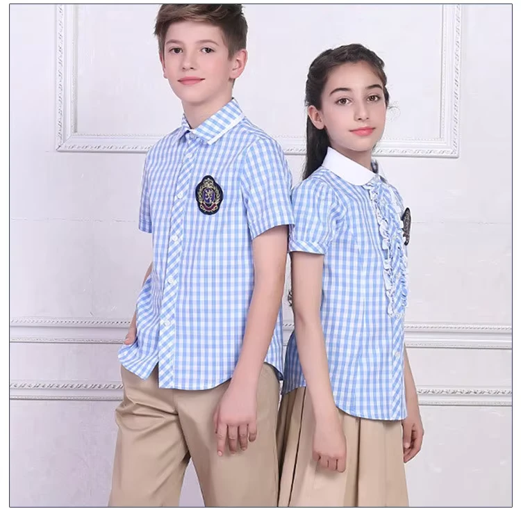 Birth-Style-Unisex-School-Uniform-Spring-Summer-Checker-Pattern-Shirts-and-Pants-Custom-School-Uniforms