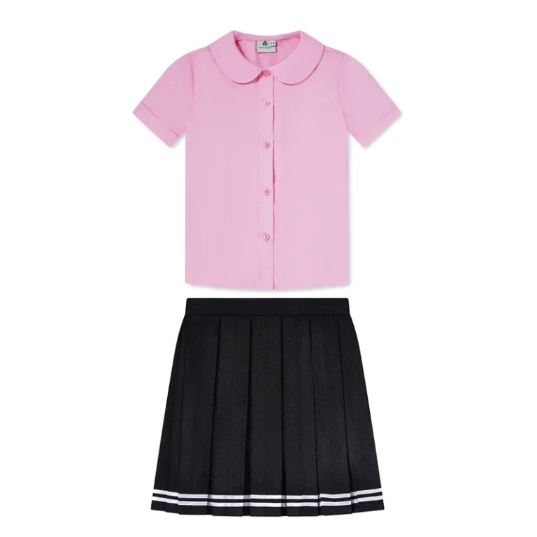 Black-JK-Dress-for-Student-Uniform-Pink-Blouse-Skirt-Set-for-Classroom-Girls-Jumper-Short-Sleeved-Skirt-School-Uniform-Set
