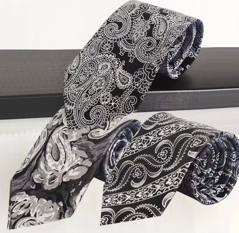 Black-Paisley-Series-GRS-Certification-Polyester-Classic-Necktie-Mens-Woven-Casual-Wedding-Party-Tie-with-Custom-Logo