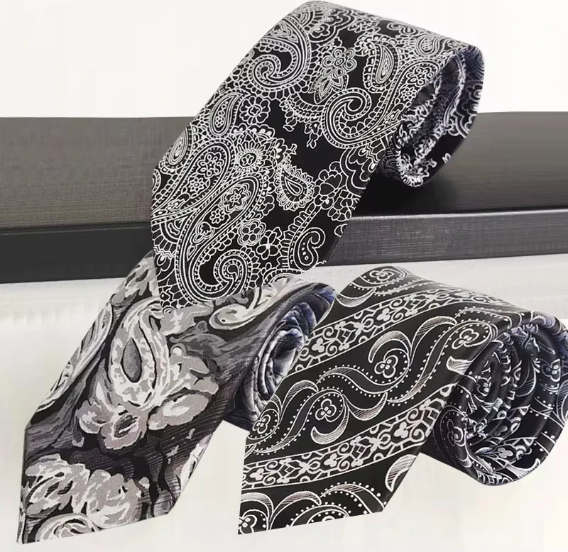 Black-Paisley-Series-GRS-Certification-Polyester-Classic-Necktie-Mens-Woven-Casual-Wedding-Party-Tie-with-Custom-Logo