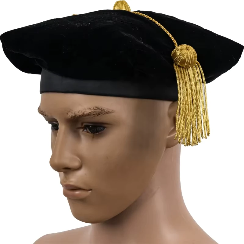 Black-Velvet-Graduation-Doctoral-Tam-Hat-6-Sides-and-8-Sides