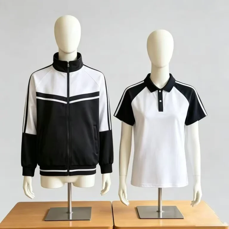 Black-White-3-Stripe-Unisex-School-Uniform-3Pcs-Tracksuit-Jacket-Polo-Pants-Sports-Class-Uniform