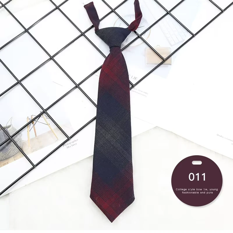 Black-and-Red-Checkered-Pattern-Adjustable-Uniform-Neckties-Polyester-Student-Tie