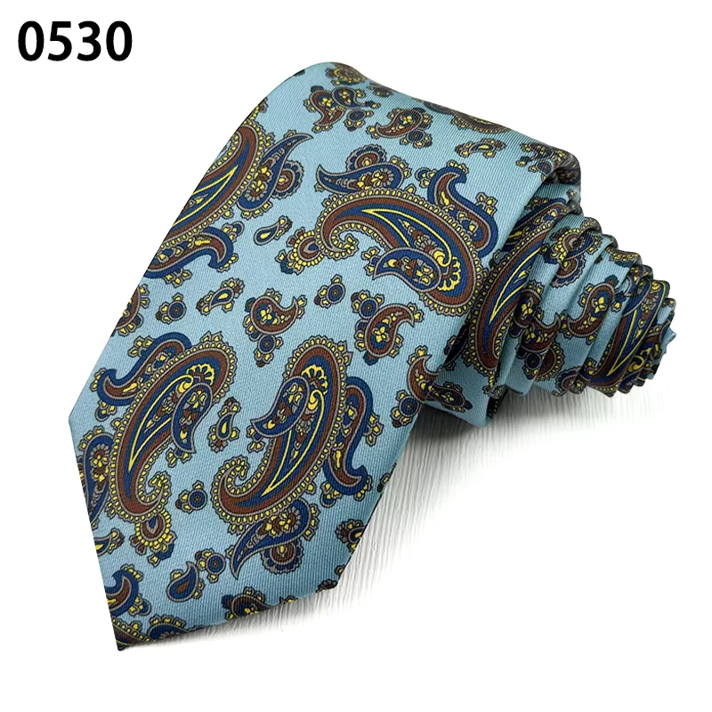 Blue-Burgundy-Navy-Custom-Classic-Microfiber-Slim-Printed-Paisley-Polyester-Necktie