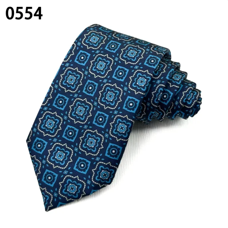Blue-Navy-Red-Geometric-Mens-Business-Necktie-Custom-Polyester-Printed-Tie