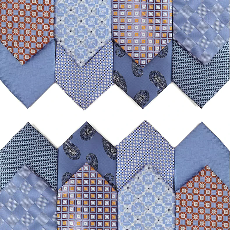 Blue-Series-Fashion-Accessory-7.5cm-Width-Tie-Classical-Gray-Pattern-Business-Tie-Men