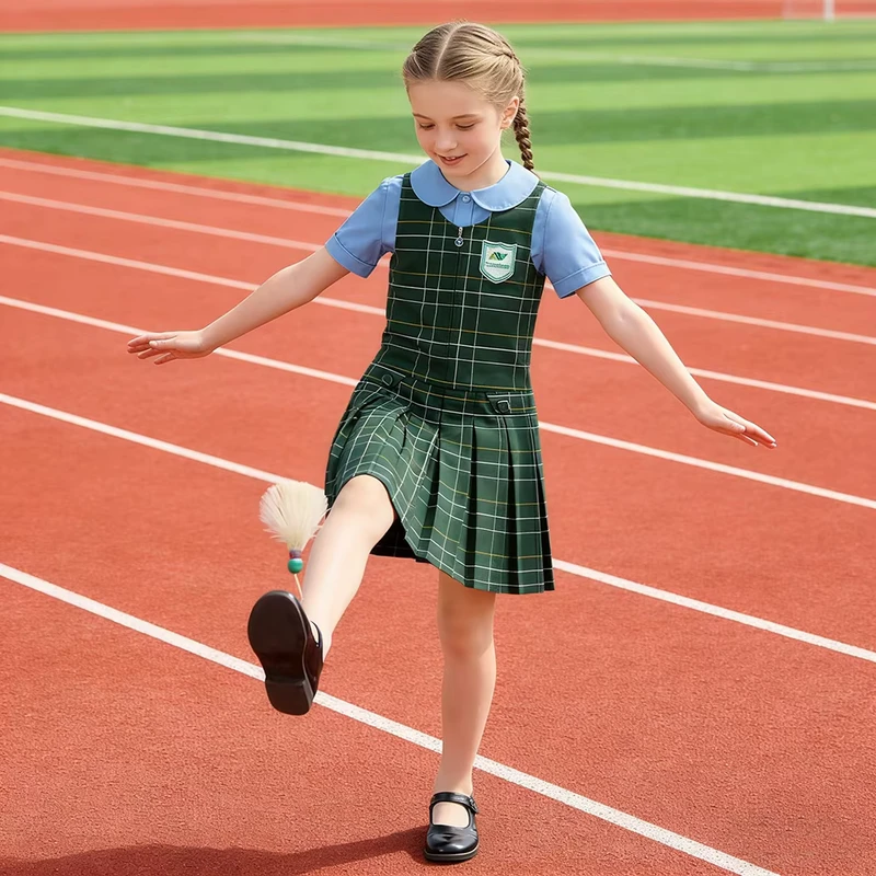 Blue-Short-Shirts-Uniform-Designs-Green-Plaid-Dress-Set-for-Girls-Student-School-Uniform-Girl-Short-Dress-Pinafores-Shirt-Suit-1