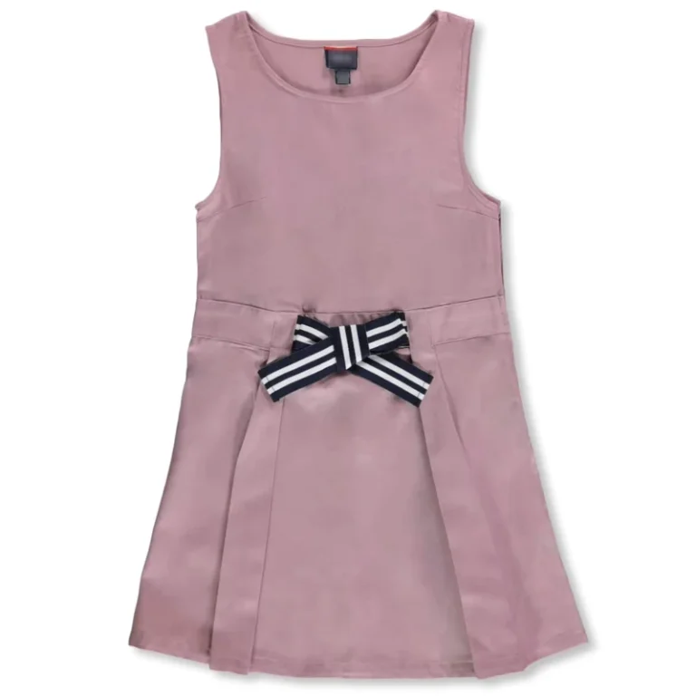 Bow-Front-Pleated-Navy-Primary-School-Uniform-Dress-Girls-Cotton-Dress-High-School-Uniform-Gingham-Flutter-Sleeve-Dress