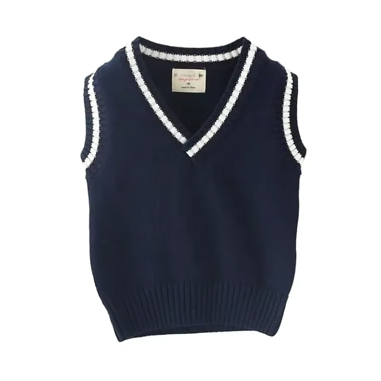 Boys-Girls-School-Uniforms-V-Neck-Sweater-Vest-Polycotton-Sleeveless-Navy-Blue-School-Cardigan