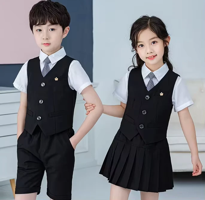 Boys-Girls-Summer-New-Polyester-Vest-Suit-Childrens-School-Uniform-for-Kindergarten-Primary-School-Performance