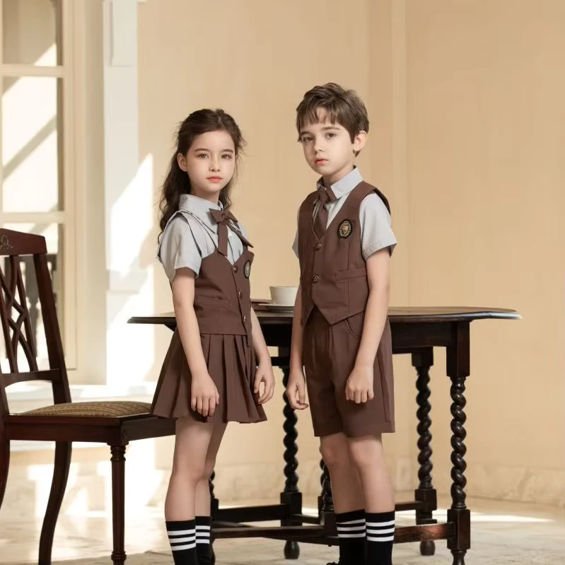 Boys-Outfits-British-Style-Set-Shirt-Suit-Corsage-Waistcoat-Vest-Pants-Kids-School-Outfit-Tracksuits-Uniform