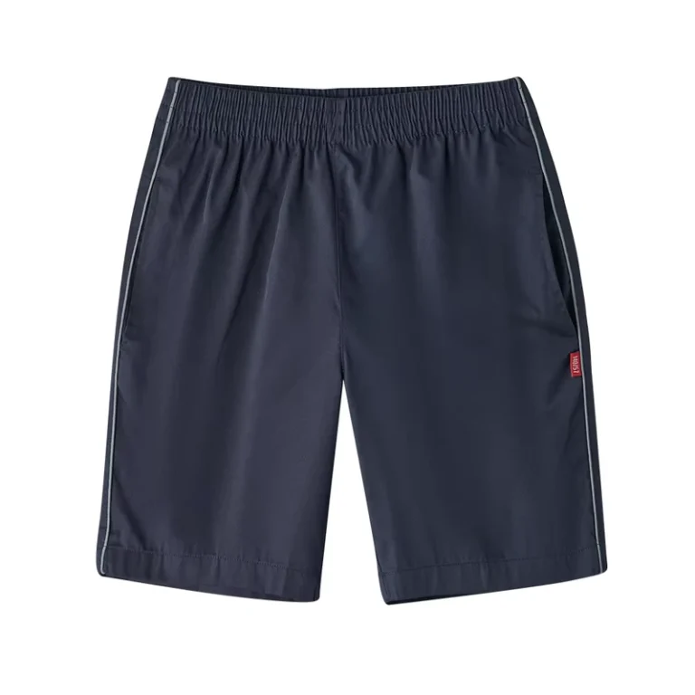 Boys-Primary-School-Uniform-Short-Pants-with-Reflective-Piping-Khaki-and-Navy-Color-in-Summer-for-Kids-Daily-Use