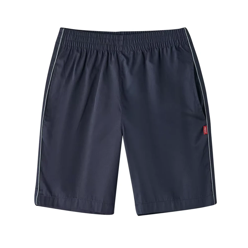 Boys-Primary-School-Uniform-Short-Pants-with-Reflective-Piping-Khaki-and-Navy-Color-in-Summer-for-Kids-Daily-Use