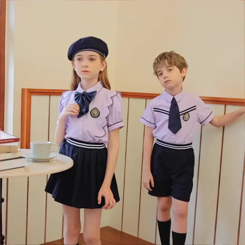 Boys-and-Girls-Shirts-College-Style-Childrens-Class-Uniforms-Kindergarten-Uniforms